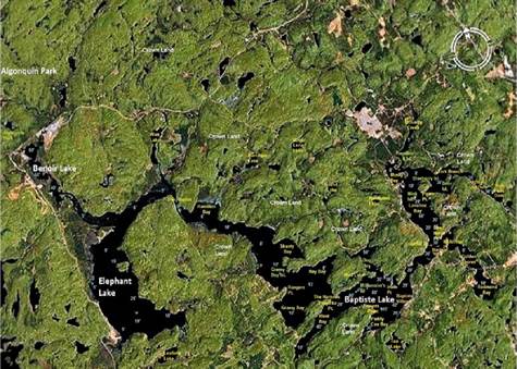 Satellite Image of Baptiste-Elephant & Benoir Lakes